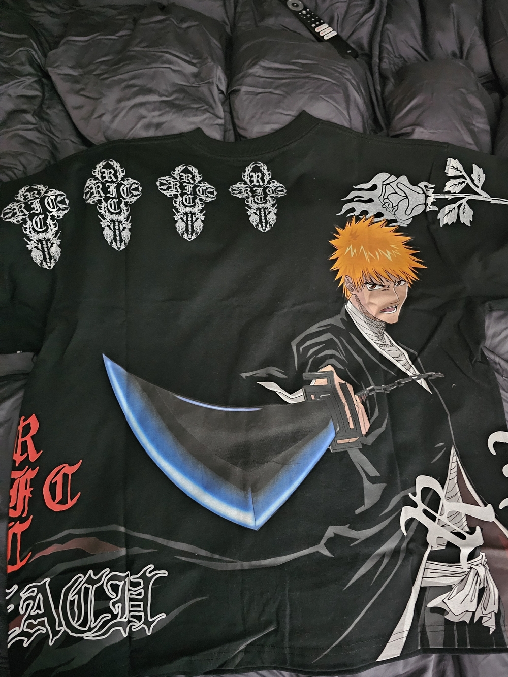 Civil Regime x Bleach Ichigo Kurosaki Oversized Graphic Anime T Shirt Large Blac
